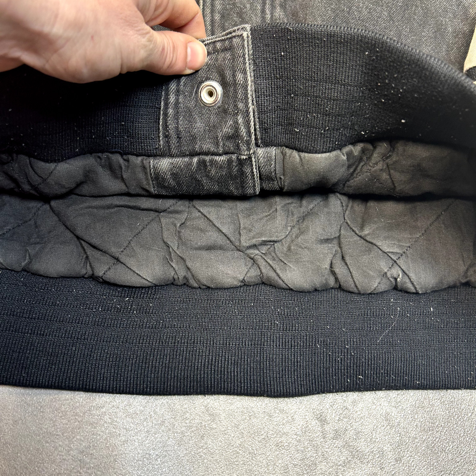 Northwest Territory Denim Stadium Jacket Mens Large Button Up Varsity Coat Black image 6