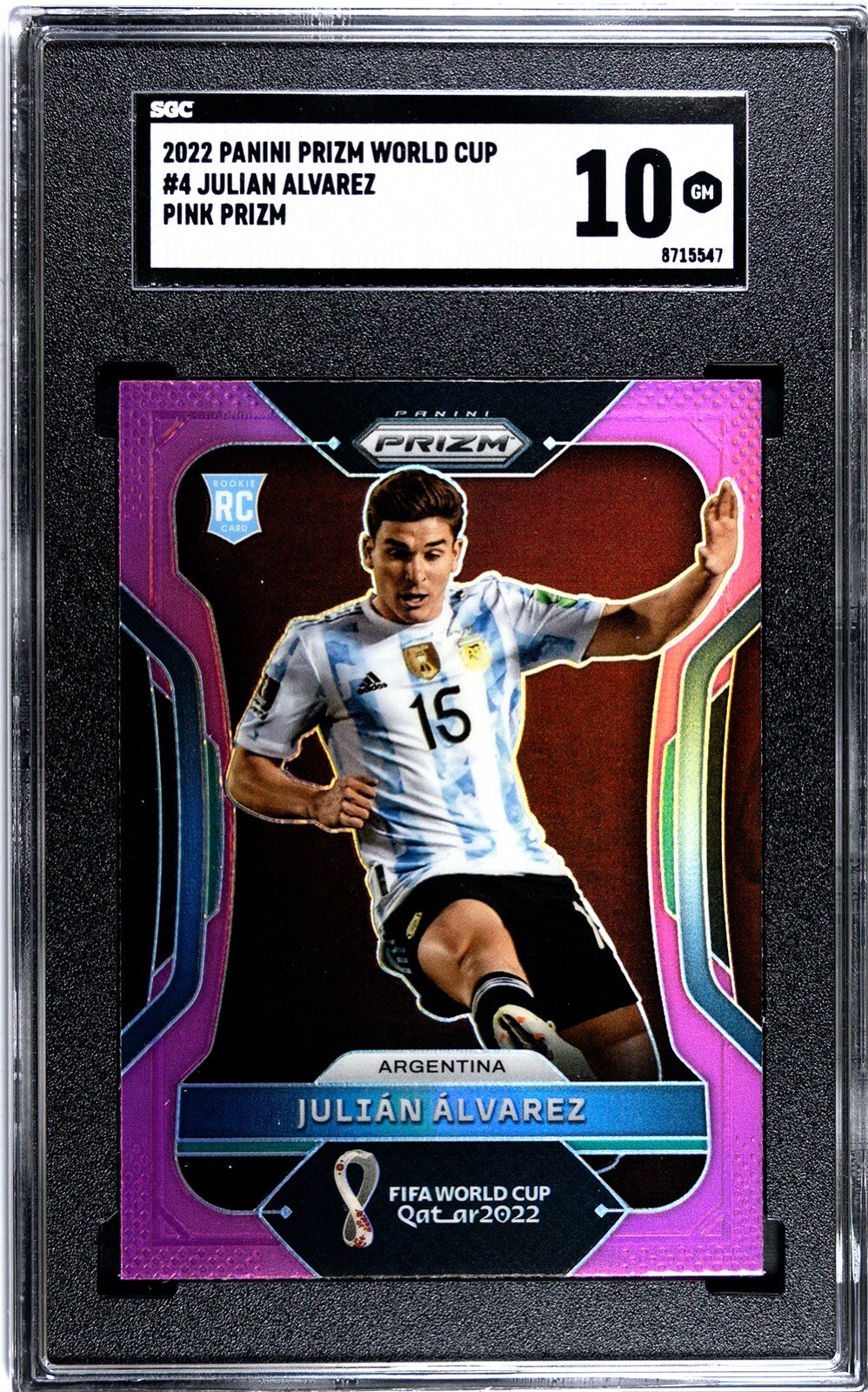 2022 Prizm World Cup - Julian Alvarez - Rookie Pink Prizm #4 SGC 10