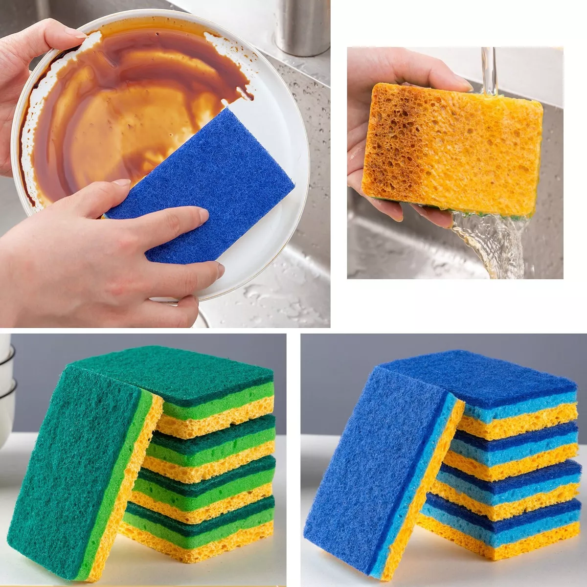 Magic Clean Cellulose Sponge Cloths 4 Packs of 3 (Total 12 Sponge Cloths)  (Assorted Colors)