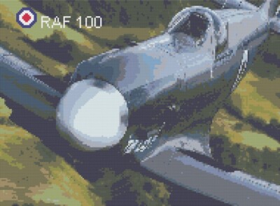 Cross Stitch Pattern by Florashell - RAF 100 Spitfire Aircraft