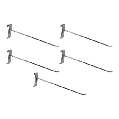 5 PC 12'' Chrome Long Grid Wall Metal Hooks Display For Use W/ Gridwall Panels