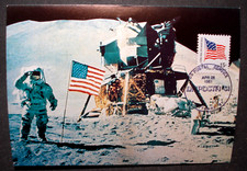 USA United States: MK MC stamp card FIRST MAN ON THE MOON "DAPOSTA Stuttgart"