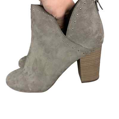 Torrid Size 11WW Womens Faux Suede Taupe V-Cut Studded Bootie