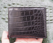 Double Side Black Genuine Crocodile Leather Skin Men's Bifold Wallet H16