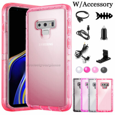 For Samsung Galaxy Note Heavy Duty Clear Case Shockproof Cover w/  Accessories