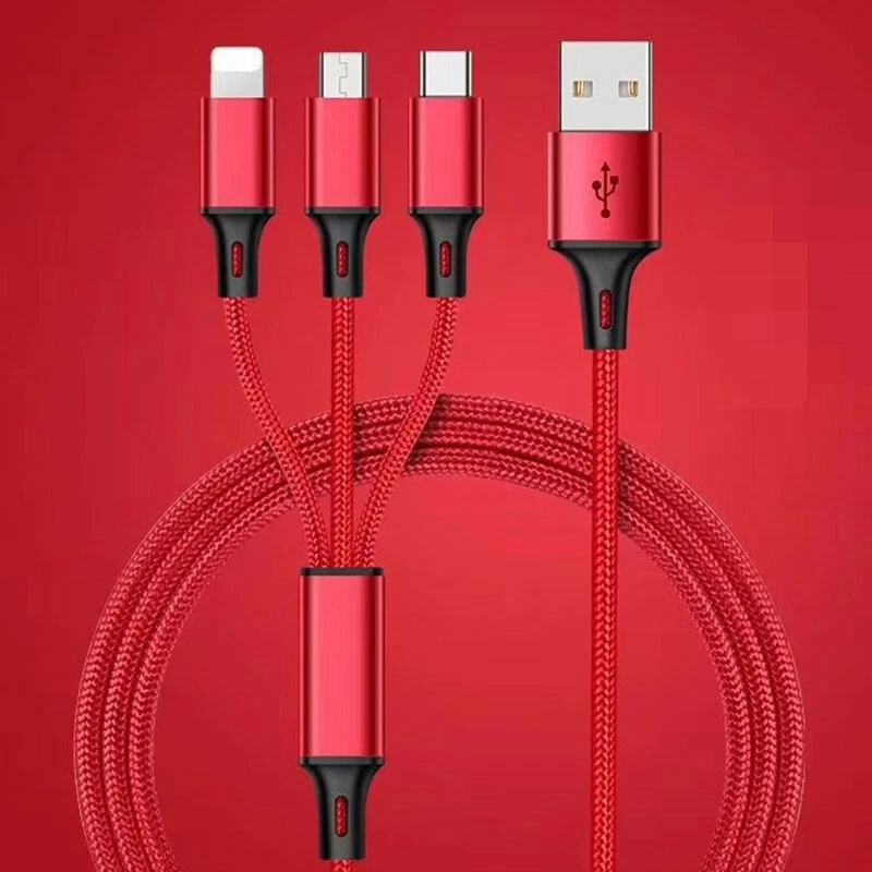 Mobile Phone Charging Cable 3in1 Type-C Micro USB IOS For IPhone Samsung Huawei_voghion.com