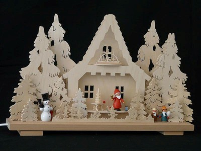 Arco Luminoso Natalizio Con Pupazzo Di Neve E Animali, 72x10 Cm, Artigianato Dei Monti Metalliferi (Germania)