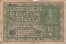 Reichsbanknote F&uuml;nfzig Mark Berlin 1919 Reichsbankdirektorium Reihe 2
