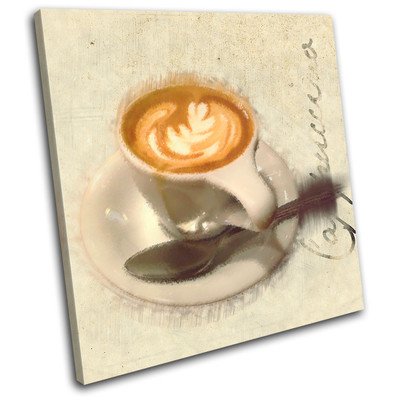 Cafe Coffee Cappuccino  Food Kitchen SINGLE Leinwand Wand Kunst Bild drucken