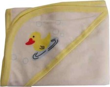 bambini Hooded Towel with Yellow Binding and Screen Prints