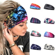 Wide Hairband Head Wrap Yoga Print Elastic Headwear Sports Turban Headband Women