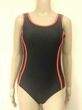 Catalina Girl's 4-6 One Piece Racerback Black w Red Piping Swim Suit Small