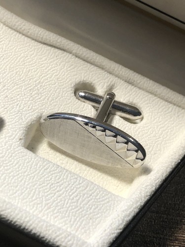 Vintage SWANK Cufflinks and Tie Clip Set Silver Tone Original Box - Picture 5 of 11