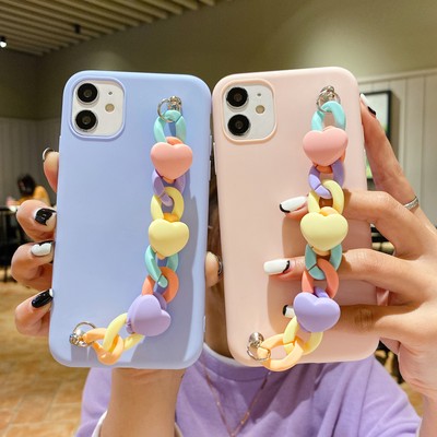 For iPhone 16 Pro Max 15 14 13 12 11 XR Phone Case Shockproof Cover Love Chain