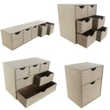 Choice of Unpainted Wooden Storage Drawer Boxes | Mini Desktop Cupboard Chest
