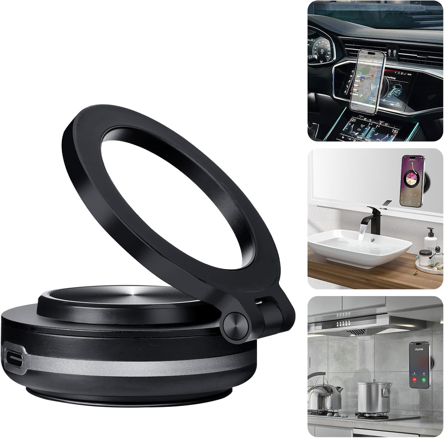 Electric Vacuum Magnetic Suction Phone Mount 360 Rotation Portable Holder Strong