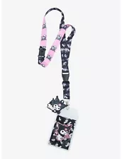 Sanrio Hello Kitty Kuromi Devil Enamel Charm Pink Black Lanyard ID holder