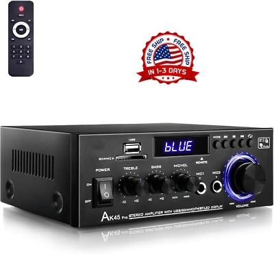 Amplificador Estéreo Home Audio Bluetooth 5.0 Max 400W Con Control Remoto NEW US