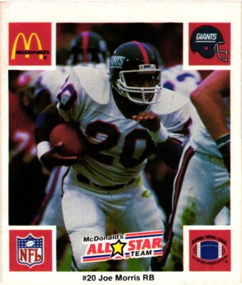 1986 McDonald's Play & Win All-Star Team No Tab Joe Morris NY Giants NrMt