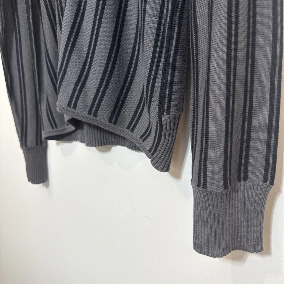 Cárdigan Suéter Vintage Lip Service Negro Gris Rayas Bordadas Espadas Grande Foto 4 de 4