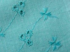 vintage Fabric Cotton Mint green embroidery 43" x 36" No703