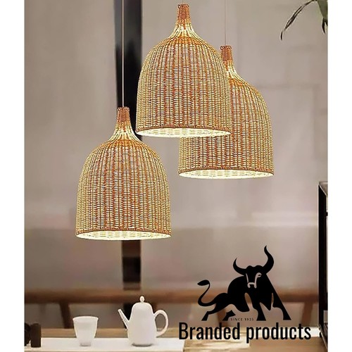 Bamboo Pendant Light 10 inch Natural Bamboo Ceiling Lamp Handmade Modern Design - Picture 6 of 8