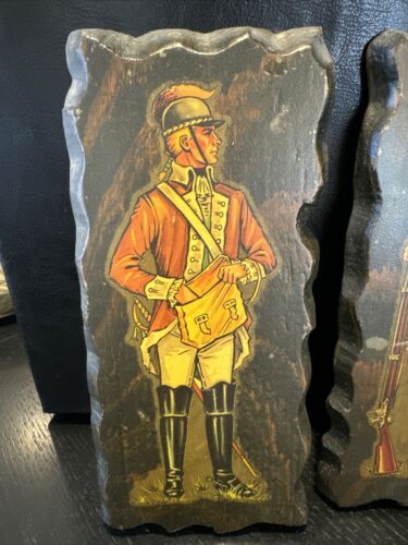 Revolutionary War Soldiers Wood Plaques Distressed Hanging Art Set of 2 - Picture 2 of 8