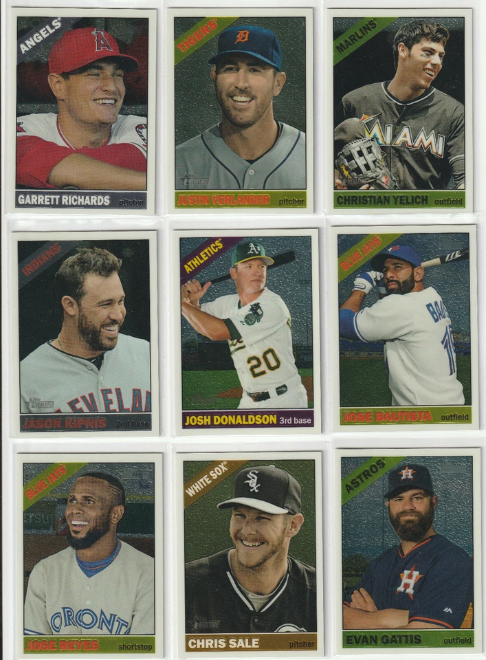 2013-2017 TOPPS HERITAGE CHROME UPICK SYNDERGAARD LONGORIA VERLANDER BERRIOS RC - Image 3 of 4