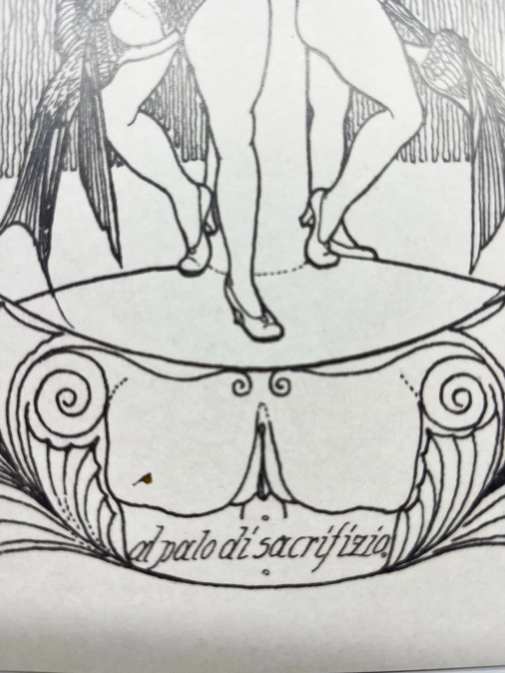 Erotic Holzschnitt 1934 „Priabs al Palo di sacrifizia“ auf Papier de Paille wank - Bild 2 von 2