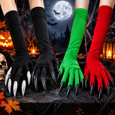 Halloween Costume Gloves with Nails Halloween Props Black Long Fingernail Gloves