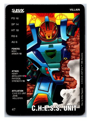 1995 Caliber Games Power Cardz #47 C.H.E.S.S. Unit Villain Sky Universe CCG Card