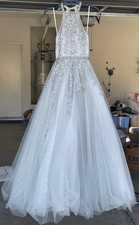 White & Silver Camille La Vie Tulle Gown Womens Size 2-Prom-Quince-Wedding Dress