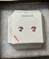 New With Tag Disney Minnie Mouse Sterling Silver Stud Earrings