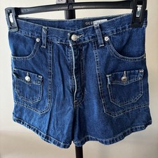 Vintage Guess Denim Jean Workwear Shorts Sz 9/10 Y2K Pockets