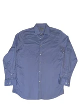 Perry Ellis Portfolio Slim Fit Shirt Button Up Blue Mens Size 15  34-35