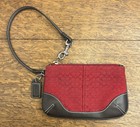 Vintage Coach Wristlet Waller With Strap Red Signature C Canvas