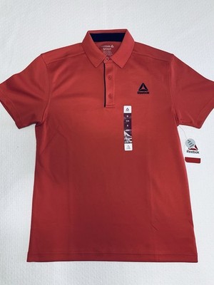 Reebok Men s Small Baked Apple Red Polo Shirt, Short Sleeve, Moisture Management