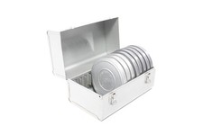 Generic 8mm Film Reel Box with 8 Reels Gray 