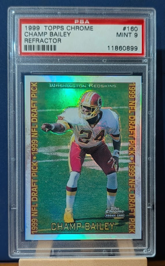 1999 Topps Chrome #160 Champ Bailey HOF Rookie Refractor RC PSA 9