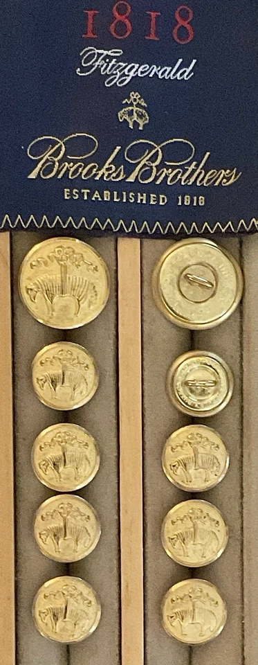 BROOKS BROTHERS 1818 Golden Fleece Set of 10 Waterbury Replacement Brass Buttons - Image 2 of 4
