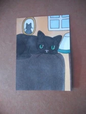 ACEO Original Acrylic Painting Landscape Miniature Art Card ATC Scenery 53 Cat