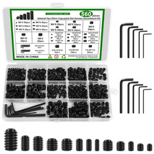 560 PCS 25 Size Set Grub Screws Metric & SAE Set Grub Screws Assortment Kit 12.9