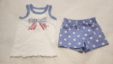 NWT Children's Place July 4 Bow Tank Top Shorts Outfit 2PC Toddler Girl