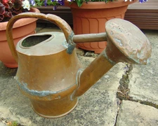 Antique 19th C French Dovetail Copper Large Rose Watering Can Garden Arrosoir