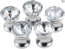 5Pcs Mini Crystal Single Hole Knobs, 12x15mm Small Glass Knobs for Jewelry Bo