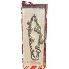 A New Day Silver Tone Chain Faux Pearl Wristlet Strap Phone Attachment Included
