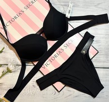 Victoria  s Secret Swim Archives Banded strappy Push-Up Bikini Set Black
