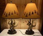 Ashley Derek Rustic Cabin Antler Lamp Set Resin 24.75” Tall Shade 14” Wide Flaw