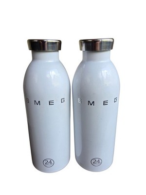 SMEG 24Bottles  Isolierte Edelstahlflasche 500 ml weiß Trinkflasche 2er Set