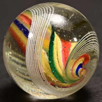 Double Ribbon Core German Handmade Antique Marble Jazzy Swirl 22.7mm 7/8''